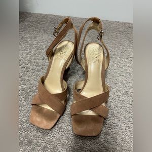 Vince Camuto suede ankle strap sandal heels